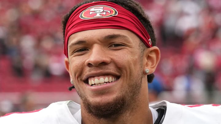 New Packers receiver Skyy Moore is all smiles after winning game with the 49ers last season.