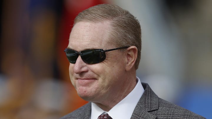 Nov 4, 2023; Pittsburgh, Pennsylvania, USA;  Florida State Seminoles Athletic Director Michael Alford in attendance as the Florida State Seminoles play the Pittsburgh Panthers at Acrisure Stadium. Mandatory Credit: Charles LeClaire-Imagn Images