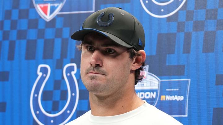 Indianapolis Colts quarterback Daniel Jones at a press conference Indianapolis Colts quarterback Daniel Jones at a press conference