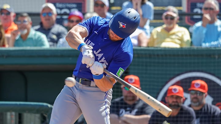 Toronto Blue Jays left fielder Will Robertson (88) bats against the Detroit Tigers in a spring training game at Publix Field at Joker Marchant Stadium. Toronto Blue Jays left fielder Will Robertson (88) bats against the Detroit Tigers in a spring training game at Publix Field at Joker Marchant Stadium.