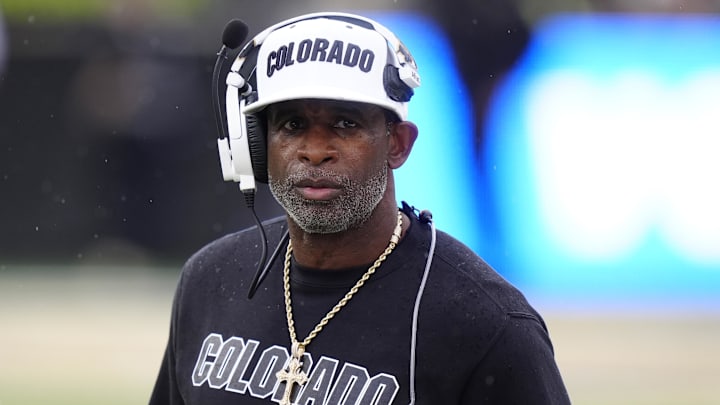 Oct 11, 2025; Boulder, Colorado, USA; Colorado Buffaloes head coach Deion Sanders during the first quarter against the Iowa State Cyclones at Folsom Field.