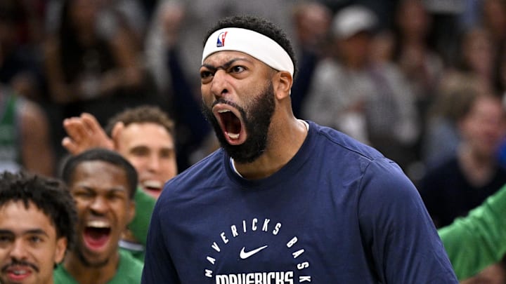Oct 26, 2025; Dallas, Texas, USA; Dallas Mavericks forward Anthony Davis (3) celebrates during the game between the Mavericks and the Raptors at the American Airlines Center. Mandatory Credit: Jerome Miron-Imagn Images Oct 26, 2025; Dallas, Texas, USA; Dallas Mavericks forward Anthony Davis (3) celebrates during the game between the Mavericks and the Raptors at the American Airlines Center. Mandatory Credit: Jerome Miron-Imagn Images