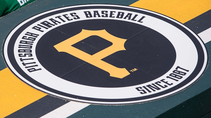 Mar 17, 2016; Bradenton, FL, USA; A view of the Pittsburgh Pirates logo during the game between the Pirates and the New York Yankees at McKechnie Field. The Yankees defeat the Pirates 7-2. Mandatory Credit: Jerome Miron-Imagn Images Mar 17, 2016; Bradenton, FL, USA; A view of the Pittsburgh Pirates logo during the game between the Pirates and the New York Yankees at McKechnie Field. The Yankees defeat the Pirates 7-2. Mandatory Credit: Jerome Miron-Imagn Images