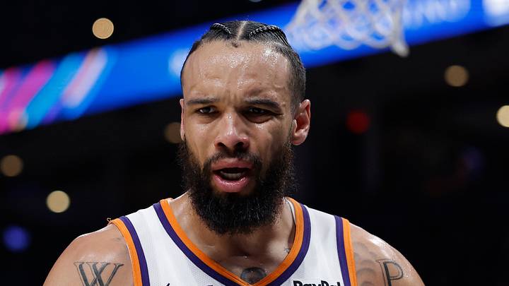 Phoenix Suns forward Dillon Brooks (3) reacts after a play against the Oklahoma City Thunder in the second half during game two of the first round of the 2026 NBA Playoffs at Paycom Center on April 22, 2026.