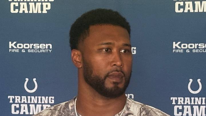 Indianapolis Colts defensive tackle DeForest Buckner speaks to the media