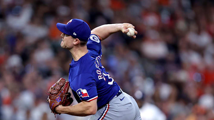 Texas Rangers pitcher David Robertson (37) delivers a pitch against the Houston Astros during the ninth inning at Minute Maid Park on July 13. 