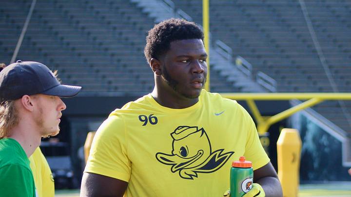 July 27, 2024; Eugene, OR, USA; Immanuel Iheanacho part of the top-ranked recruits flocked to Eugene for the 2024 Oregon Ducks Saturday Night Live ; Mandatory credit: Zachary Neel-USA TODAY NETWORK via Imagn Images July 27, 2024; Eugene, OR, USA; Immanuel Iheanacho part of the top-ranked recruits flocked to Eugene for the 2024 Oregon Ducks Saturday Night Live ; Mandatory credit: Zachary Neel-USA TODAY NETWORK via Imagn Images