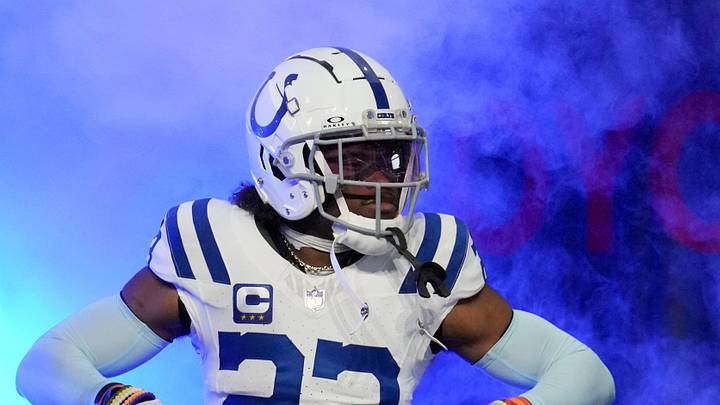 Indianapolis Colts cornerback Kenny Moore II takes the field ahead of a game against the Tennessee Titans at Lucas Oil Stadium in Indianapolis.