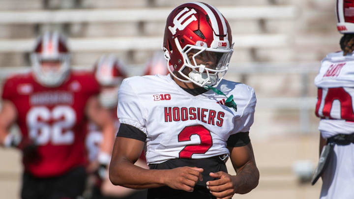 Indiana's Byron Baldwin Jr. (2) at Indiana University football practice Tuesday, Aug. 5, 2025. Indiana's Byron Baldwin Jr. (2) at Indiana University football practice Tuesday, Aug. 5, 2025.