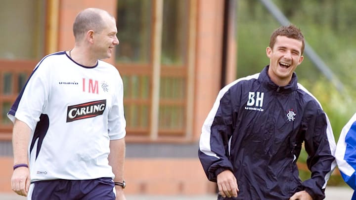 23/08/05 .Rangers Training.Murray Park - Glasgow.Barry Ferguson In Good Spirits With Physio Davie 23/08/05 .Rangers Training.Murray Park - Glasgow.Barry Ferguson In Good Spirits With Physio Davie