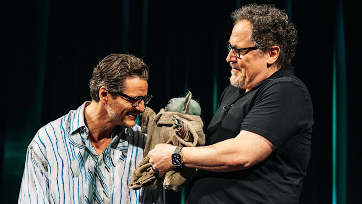 Star Wars Celebration Japan The Mandalorian and Grogu panel with Pedro Pascal and Jon Favreau with Grogu. Image Credit: StarWars.com