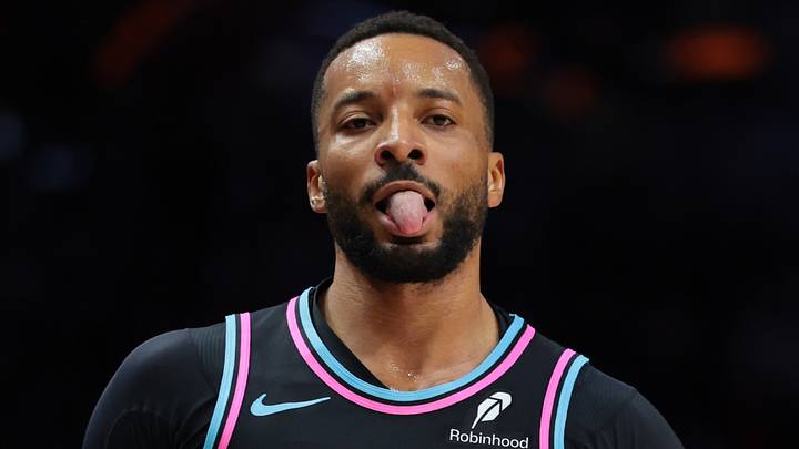 Miami Heat guard Norman Powell (24) reacts  (Mandatory Credit: Sam Navarro-Imagn Images)