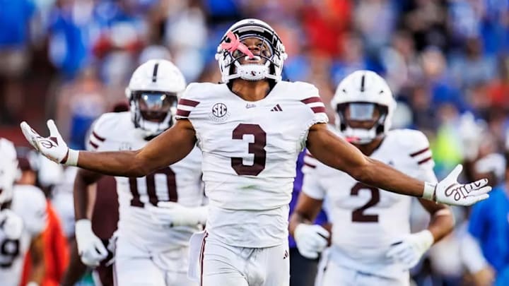 Mississippi State Safety Brylan Lanier (#3) during the game between the Florida Gators and the Mississippi State Bulldogs at Ben Hill Griffin Stadium in Gainesville, FL. Mississippi State Safety Brylan Lanier (#3) during the game between the Florida Gators and the Mississippi State Bulldogs at Ben Hill Griffin Stadium in Gainesville, FL.