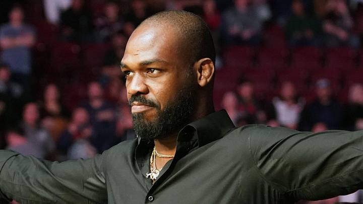 Feb 15, 2020; Rio Rancho, New Mexico, USA; UFC fighter Jon Jones attends the light heavyweight bout between Jan Blachowicz (blue) and Corey Anderson (red) during UFC Fight Night at Santa Ana Star Arena. Mandatory Credit: Kirby Lee-Imagn Images