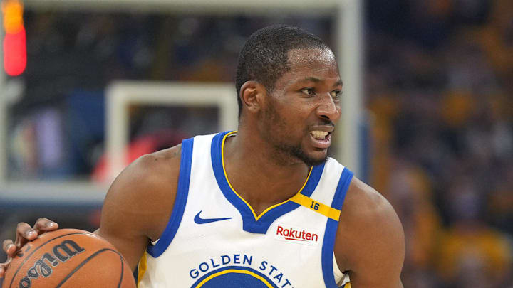 Apr 26, 2025; San Francisco, California, USA; Golden State Warriors forward Jonathan Kuminga (00) dribbles against the Houston Rockets during the first quarter of game three of first round for the 2024 NBA Playoffs at Chase Center. Mandatory Credit: Darren Yamashita-Imagn Images Apr 26, 2025; San Francisco, California, USA; Golden State Warriors forward Jonathan Kuminga (00) dribbles against the Houston Rockets during the first quarter of game three of first round for the 2024 NBA Playoffs at Chase Center. Mandatory Credit: Darren Yamashita-Imagn Images