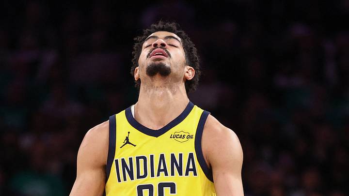 Mar 17, 2026; New York, New York, USA;  Indiana Pacers guard Ben Sheppard (26) reacts to a call in the third quarter against the New York Knicks at Madison Square Garden. Mandatory Credit: Wendell Cruz-Imagn Images