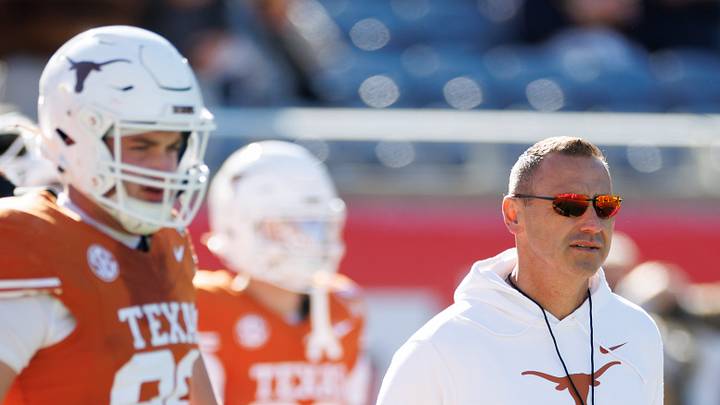 Texas Longhorns head coach Steve Sarkisian looks on before a game against the Michigan Wolverines at Camping World Stadium. Texas Longhorns head coach Steve Sarkisian looks on before a game against the Michigan Wolverines at Camping World Stadium.