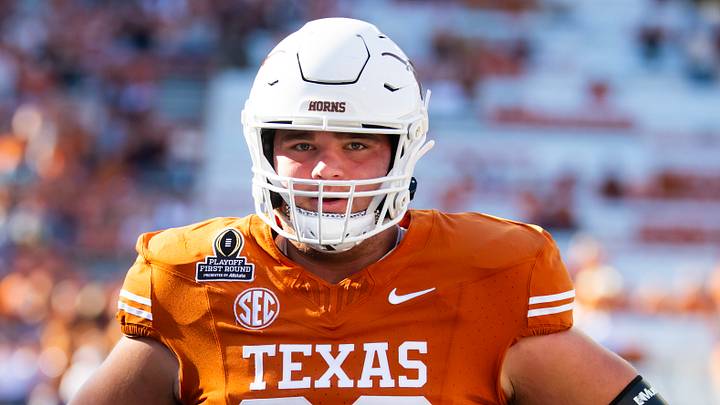 Texas Longhorns offensive lineman Connor Robertson (62) against the Clemson Tigers during the CFP National playoff first round at Darrell K Royal-Texas Memorial Stadium. Texas Longhorns offensive lineman Connor Robertson (62) against the Clemson Tigers during the CFP National playoff first round at Darrell K Royal-Texas Memorial Stadium.