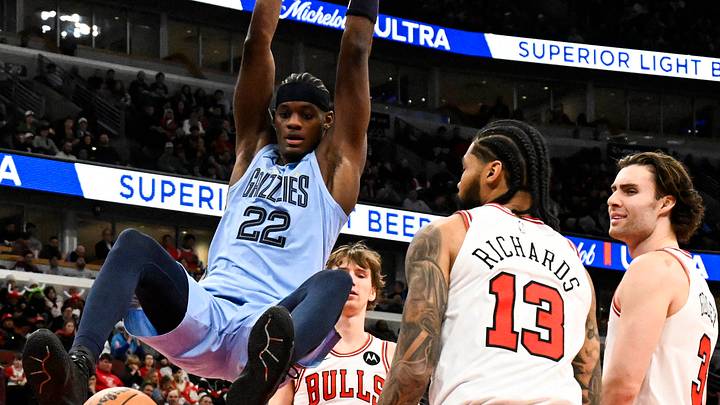 Mar 16, 2026; Chicago, Illinois, USA; Memphis Grizzlies forward Taylor Hendricks (22) dunks the ball against the Chicago Bulls during the second half at United Center. Mandatory Credit: Matt Marton-Imagn Images Mar 16, 2026; Chicago, Illinois, USA; Memphis Grizzlies forward Taylor Hendricks (22) dunks the ball against the Chicago Bulls during the second half at United Center. Mandatory Credit: Matt Marton-Imagn Images