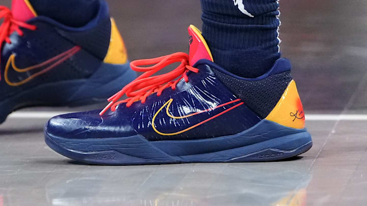 Indiana Fever guard Caitlin Clark wearing the Nike Kobe 5 Protro “Indiana Fever" colorway