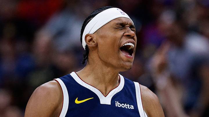 Denver Nuggets guard Peyton Watson (8) reacts against the Dallas Mavericks at Ball Arena on March 25, 2026. Denver Nuggets guard Peyton Watson (8) reacts against the Dallas Mavericks at Ball Arena on March 25, 2026.
