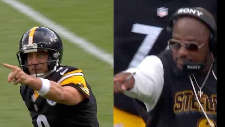 Steelers quarterback Aaron Rodgers and coach Mike Tomlin had incredible reactions to receiver DK Metcalf's 80-yard touchdown.