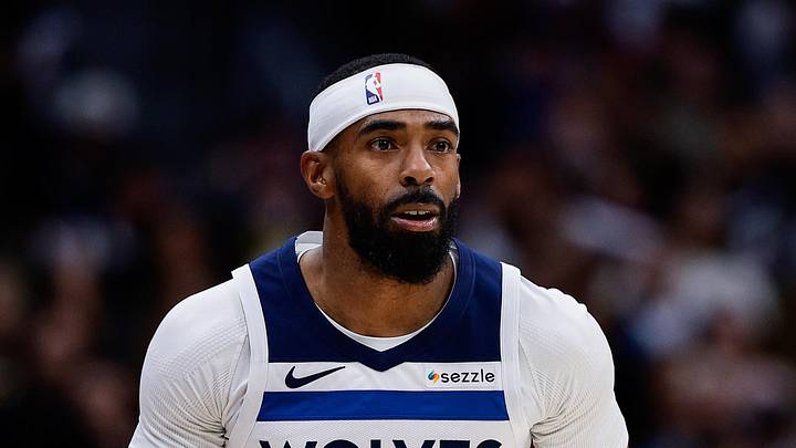 Apr 27, 2026; Denver, Colorado, USA; Minnesota Timberwolves guard Mike Conley (10) dribbles the ball up court in the first quarter against the Denver Nuggets during game five of the first round of the 2026 NBA Playoffs at Ball Arena. Mandatory Credit: Isaiah J. Downing-Imagn Images
