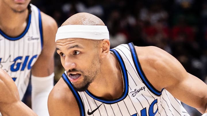 Orlando Magic guard Jalen Suggs drives to the basket against New Orleans Pelicans guard Jeremiah Fears. Orlando Magic guard Jalen Suggs drives to the basket against New Orleans Pelicans guard Jeremiah Fears.