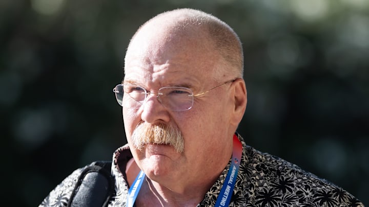 Mar 30, 2026; Phoenix, AZ, USA; Kansas City Chiefs head coach Andy Reid during the 2026 NFL Annual League Meeting at the Arizona Biltmore. Mandatory Credit: Mark J. Rebilas-Imagn Images