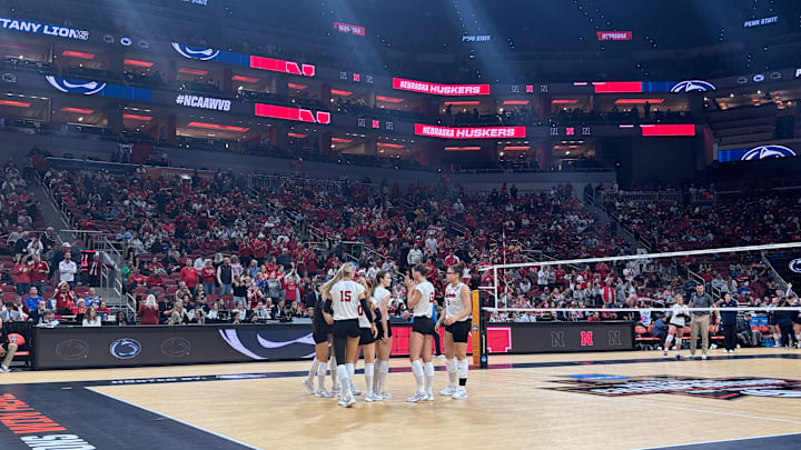 Nebraska volleyball in the national semifinal against Penn State. Nebraska volleyball in the national semifinal against Penn State.
