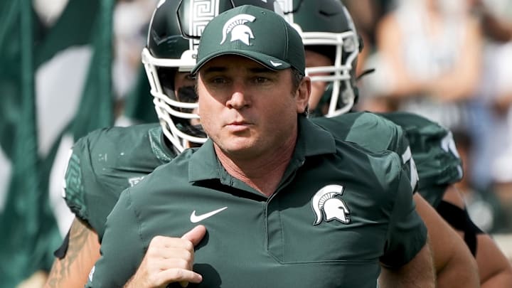Sep 13, 2025; East Lansing, Michigan, USA; Michigan State head coach Jonathan Smith takes the field before a game against Youngstown State at Spartan Stadium. Mandatory Credit: Brendan Mullin-Imagn Images Sep 13, 2025; East Lansing, Michigan, USA; Michigan State head coach Jonathan Smith takes the field before a game against Youngstown State at Spartan Stadium. Mandatory Credit: Brendan Mullin-Imagn Images