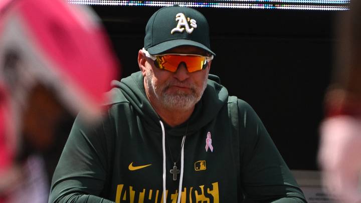 May 10, 2026; Baltimore, Maryland, USA; Athletics manager Mark Kotsay locks out from the dugout against the Baltimore Orioles during the second inning at Oriole Park at Camden Yards. Mandatory Credit: Rafael Suanes-Imagn Images May 10, 2026; Baltimore, Maryland, USA; Athletics manager Mark Kotsay locks out from the dugout against the Baltimore Orioles during the second inning at Oriole Park at Camden Yards. Mandatory Credit: Rafael Suanes-Imagn Images