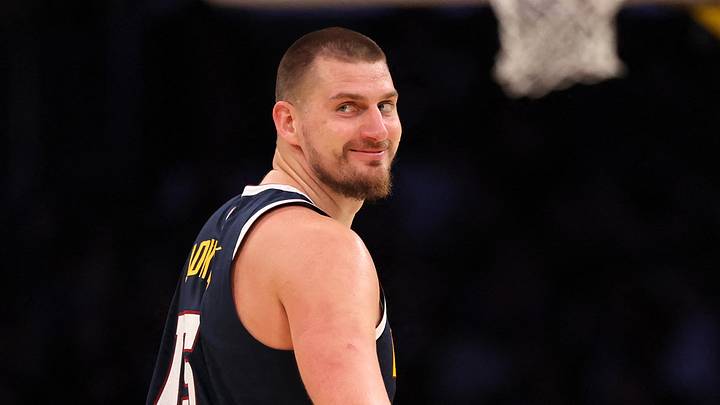 Nov 23, 2024; Los Angeles, California, USA; Denver Nuggets center Nikola Jokic (15) smiles during the first half against the Los Angeles Lakers at Crypto.com Arena. Mandatory Credit: Kiyoshi Mio-Imagn Images Nov 23, 2024; Los Angeles, California, USA; Denver Nuggets center Nikola Jokic (15) smiles during the first half against the Los Angeles Lakers at Crypto.com Arena. Mandatory Credit: Kiyoshi Mio-Imagn Images