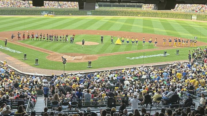 Banana Ball game pre game scripted dance routine