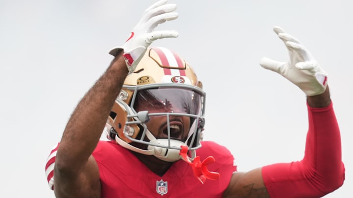 San Francisco 49ers wide receiver Jauan Jennings enters the field San Francisco 49ers wide receiver Jauan Jennings enters the field