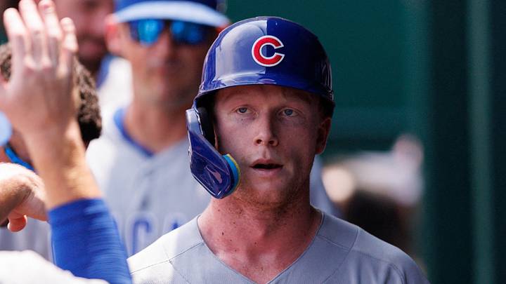 Aug 9, 2026; Kansas City, Missouri, USA; Chicago Cubs center fielder Pete Crow-Armstrong (4) celebrates in the dugout after scoring during the fourth inning against the Kansas City Royals at Kauffman Stadium. Mandatory Credit: William Purnell-Imagn Images Aug 9, 2026; Kansas City, Missouri, USA; Chicago Cubs center fielder Pete Crow-Armstrong (4) celebrates in the dugout after scoring during the fourth inning against the Kansas City Royals at Kauffman Stadium. Mandatory Credit: William Purnell-Imagn Images