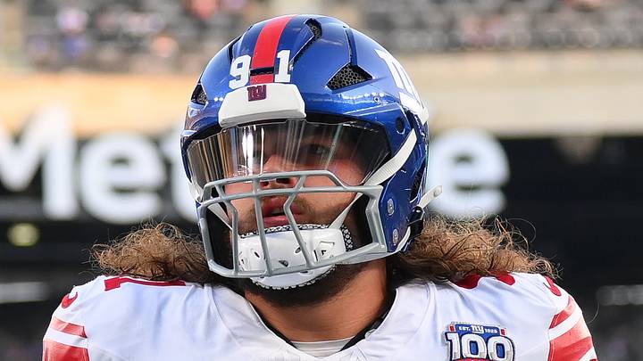 Aug 24, 2024; East Rutherford, New Jersey, USA; New York Giants defensive tackle Casey Rogers (91) warms up prior to the game against the New York Jets at MetLife Stadium. Mandatory Credit: Rich Barnes-USA TODAY Sports Aug 24, 2024; East Rutherford, New Jersey, USA; New York Giants defensive tackle Casey Rogers (91) warms up prior to the game against the New York Jets at MetLife Stadium. Mandatory Credit: Rich Barnes-USA TODAY Sports