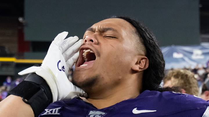 New Seattle Seahawks defensive tackle Uso Seumalo yells