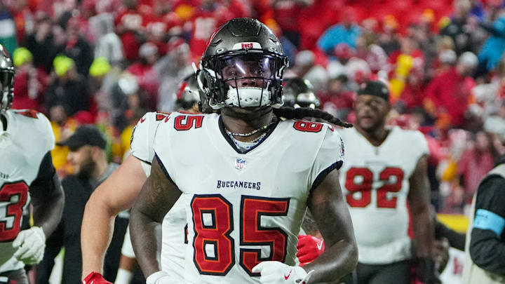 Tampa Bay Buccaneers wide receiver Marquez Callaway and teammates take the field against the Kansas City Chiefs. Tampa Bay Buccaneers wide receiver Marquez Callaway and teammates take the field against the Kansas City Chiefs.
