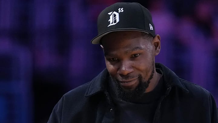 Kevin Durant attends the game between the Golden State Valkyries and the LA Sparks at Crypto.com Arena.