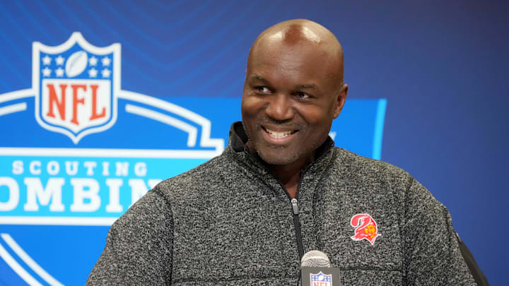 Tampa Bay Buccaneers coach Todd Bowles speaks during the NFL Scouting Combine.