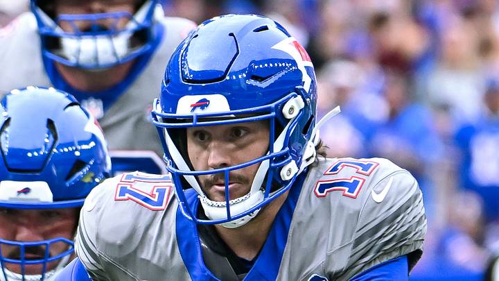Sep 27, 2026; Orchard Park, New York, USA; Buffalo Bills quarterback Josh Allen (17) runs with the ball against the Los Angeles Chargers in the second half at New Highmark Stadium. Mandatory Credit: Mark Konezny-Imagn Images