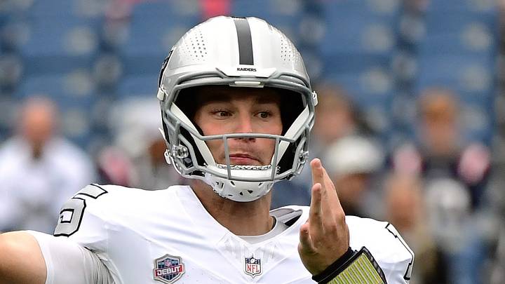 Oct 11, 2026; Foxborough, Massachusetts, USA; Las Vegas Raiders quarterback Fernando Mendoza (15) warms up before a game against the New England Patriots at Gillette Stadium. Mandatory Credit: Bob DeChiara-Imagn Images Oct 11, 2026; Foxborough, Massachusetts, USA; Las Vegas Raiders quarterback Fernando Mendoza (15) warms up before a game against the New England Patriots at Gillette Stadium. Mandatory Credit: Bob DeChiara-Imagn Images
