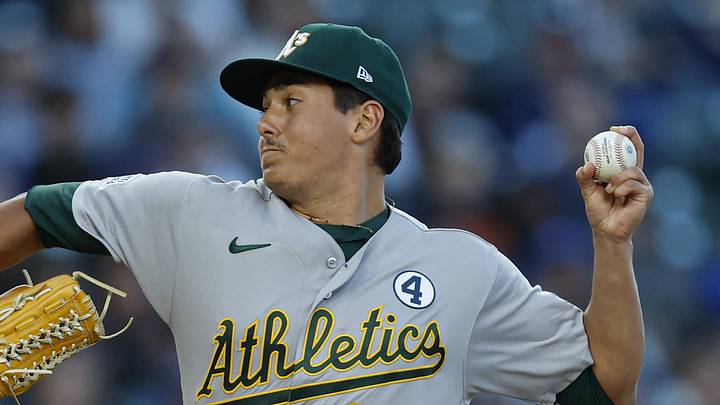 Jun 2, 2026; Chicago, Illinois, USA; Athletics starting pitcher Gage Jump (61) delivers a pitch against the Chicago Cubs during the first inning at Wrigley Field. Mandatory Credit: Kamil Krzaczynski-Imagn Images Jun 2, 2026; Chicago, Illinois, USA; Athletics starting pitcher Gage Jump (61) delivers a pitch against the Chicago Cubs during the first inning at Wrigley Field. Mandatory Credit: Kamil Krzaczynski-Imagn Images