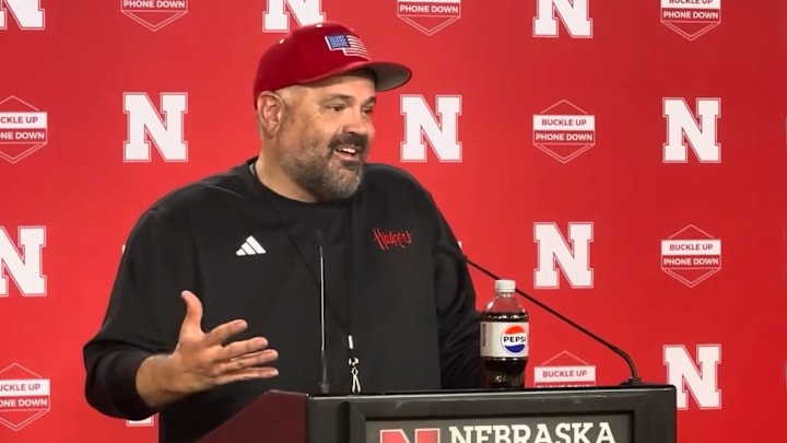 Nebraska football coach Matt Rhule meets with the media after practice Saturday. 