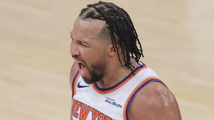 May 19, 2026; New York, New York, USA; New York Knicks guard Jalen Brunson (11) reacts during the fourth quarter of game one of the eastern conference finals during the 2026 NBA playoffs against the Cleveland Cavaliers at Madison Square Garden. Mandatory Credit: Brad Penner-Imagn Images