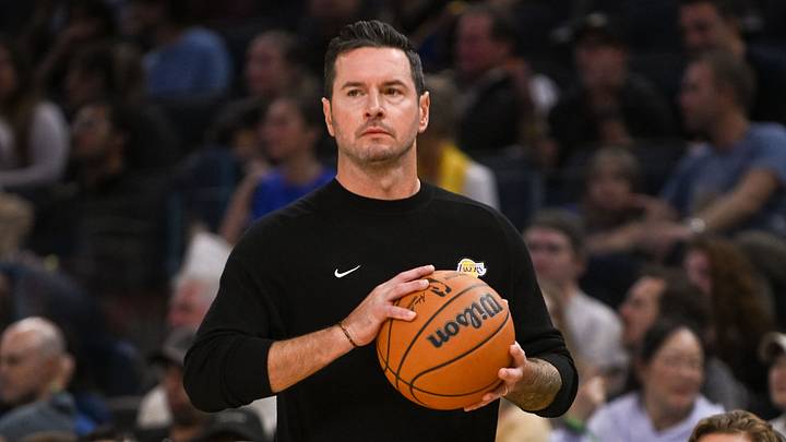 Oct 6, 2026; San Francisco, California, USA; Los Angeles Lakers Head Coach JJ Redick holds the ball during the first quarter of the game against the Golden State Warriors at Chase Center. Mandatory Credit: Ed Szczepanski-Imagn Images Oct 6, 2026; San Francisco, California, USA; Los Angeles Lakers Head Coach JJ Redick holds the ball during the first quarter of the game against the Golden State Warriors at Chase Center. Mandatory Credit: Ed Szczepanski-Imagn Images