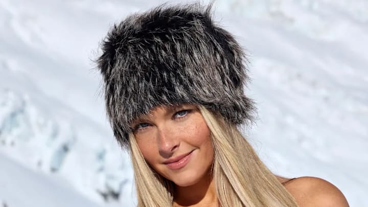 Camille Kostek was photographed by Derek Kettela in Saas-Fee, Switzerland. 