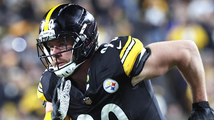 Jan 12, 2026; Pittsburgh, PA, USA; Pittsburgh Steelers linebacker T.J. Watt (90) during the first half of an AFC Wild Card Round game against the Houston Texans at Acrisure Stadium. 