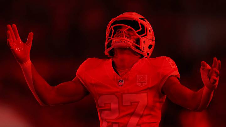 Dec 11, 2025; Tampa, Florida, USA; Tampa Bay Buccaneers cornerback Zyon McCollum (27) reacts during player introductions before the game against the Atlanta Falcons at Raymond James Stadium. Mandatory Credit: Nathan Ray Seebeck-Imagn Images